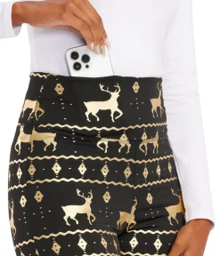 Tipsy Elves Black and Gold Fair Isle High Waisted Leggings Clearance