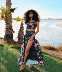 Tipsy Elves Breezy Botanics 2-Piece Maxi Dress Hot