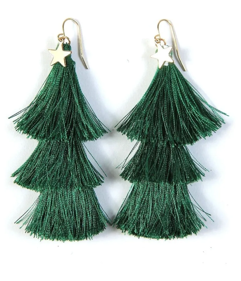 Tipsy Elves Christmas Tree Tassel Earrings
