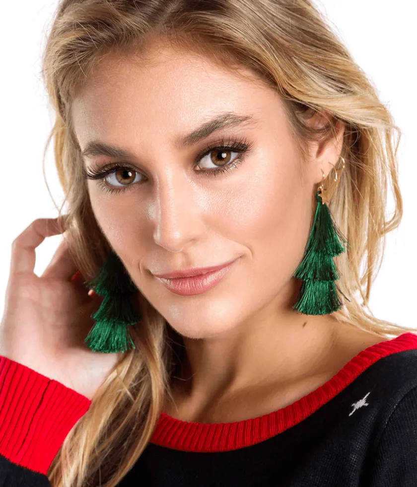 Tipsy Elves Christmas Tree Tassel Earrings