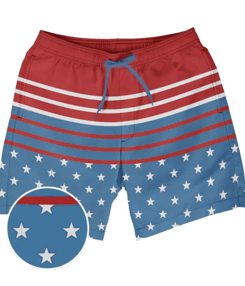 Tipsy Elves Freedom's Calling Stretch Swim Trunks - 7.5" Inseam