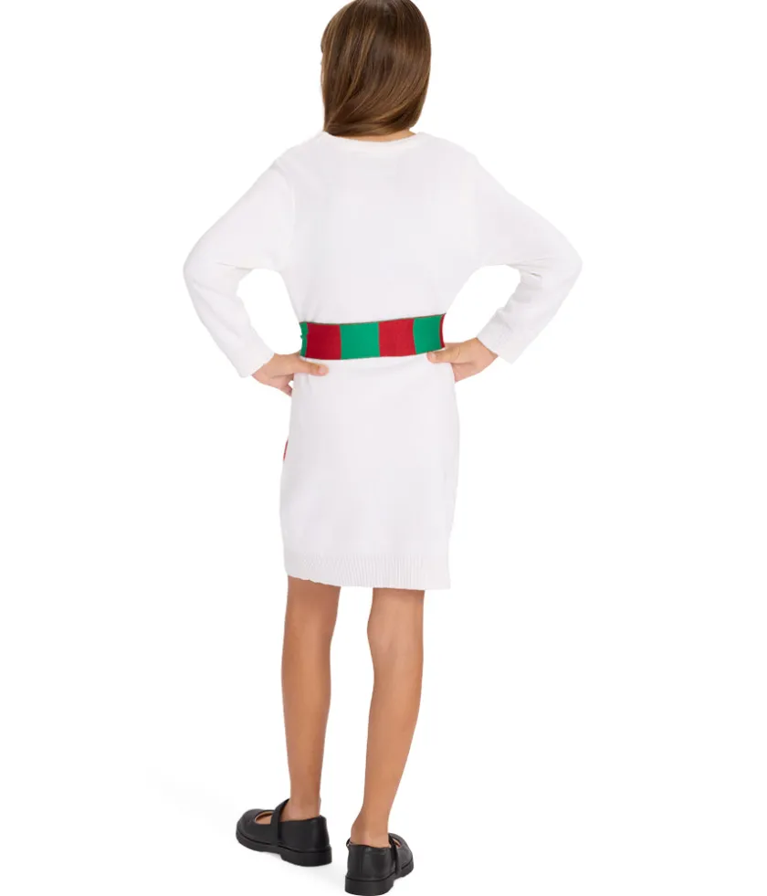 Tipsy Elves Girl's Snowman Scarf Sweater Dress Best