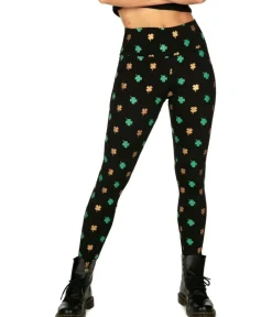 Tipsy Elves Gold Foil Clover High Waisted Leggings Sale