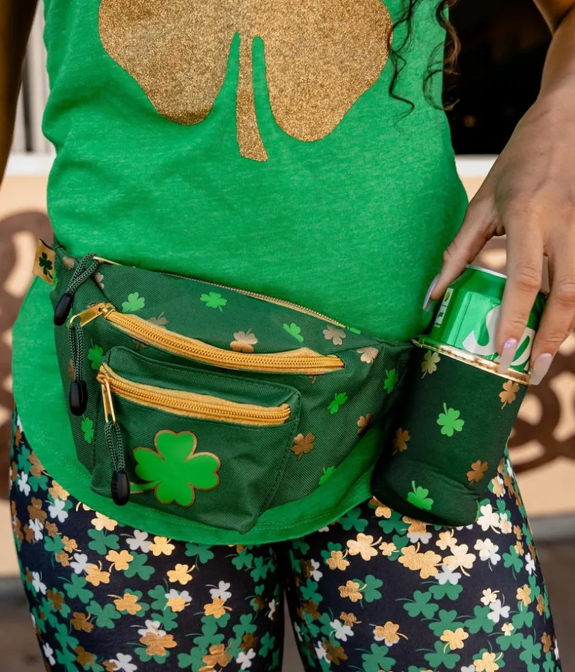 Tipsy Elves Green and Gold Clover Fanny Pack Best