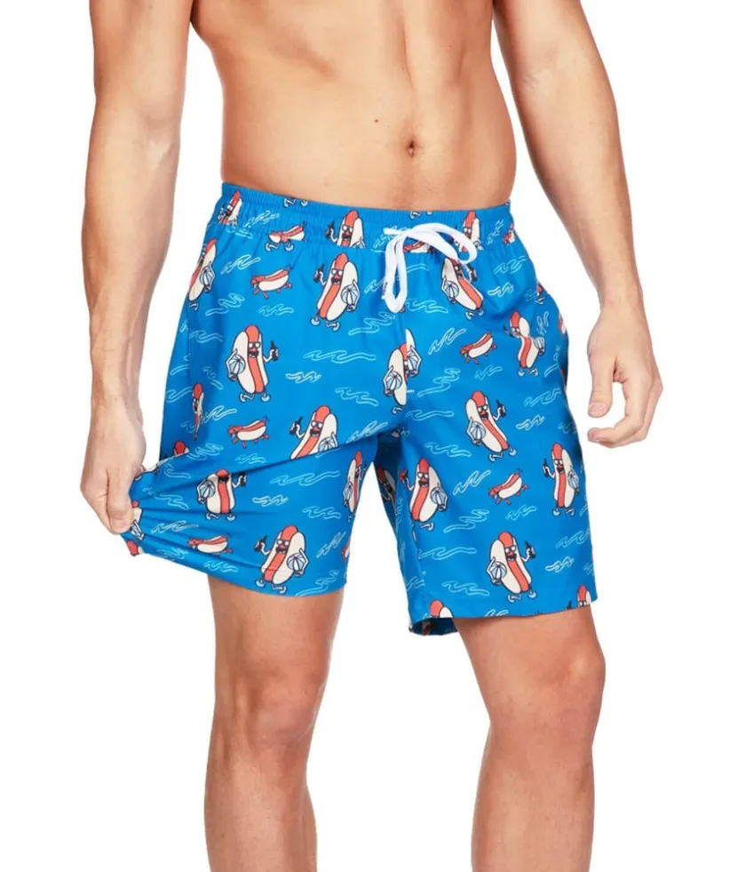 Tipsy Elves Hot Dog Diver Stretch Swim Trunks - 7.5" Inseam