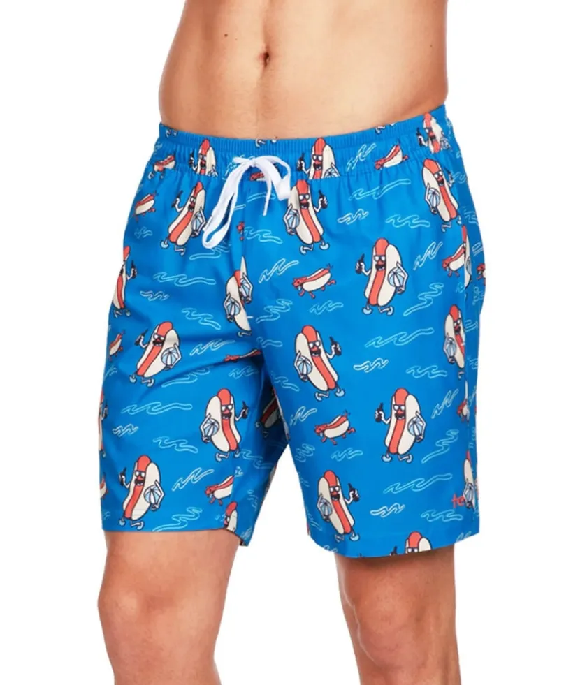 Tipsy Elves Hot Dog Diver Stretch Swim Trunks - 7.5" Inseam