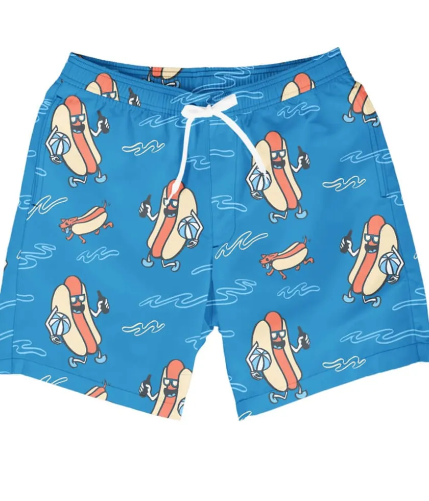 Tipsy Elves Hot Dog Diver Stretch Swim Trunks - 7.5" Inseam