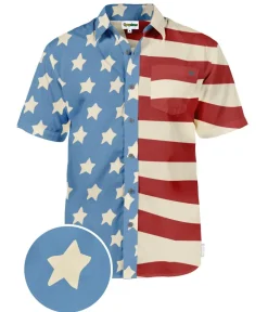 Tipsy Elves Men's 50/50 Flag Button Down Shirt Best