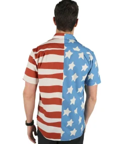 Tipsy Elves Men's 50/50 Flag Button Down Shirt Best