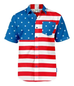 Tipsy Elves Men's American Flag Button Down Shirt Best