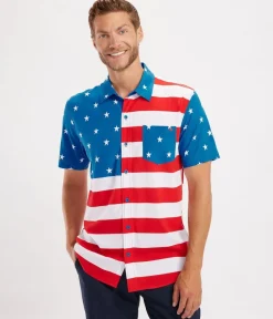 Tipsy Elves Men's American Flag Button Down Shirt Best