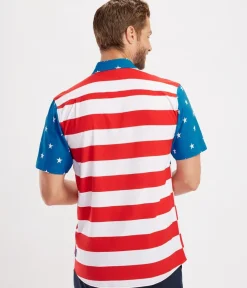 Tipsy Elves Men's American Flag Button Down Shirt Best