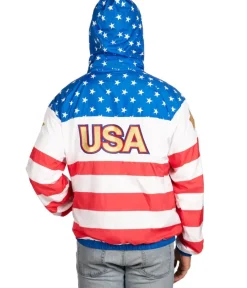 Tipsy Elves Men's American Flag Windbreaker Jacket Outlet