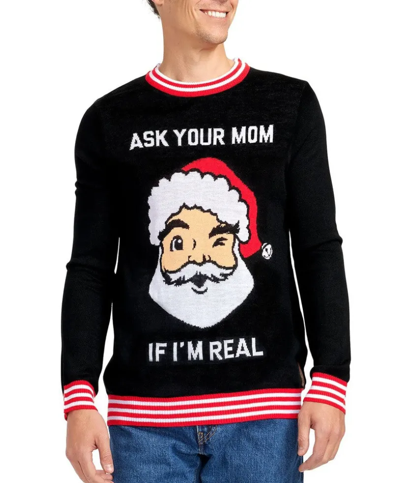 Tipsy Elves Men's Ask Your Mom Ugly Christmas Sweater Best