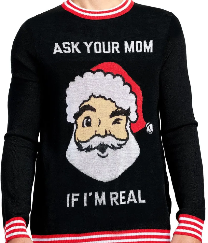 Tipsy Elves Men's Ask Your Mom Ugly Christmas Sweater Best