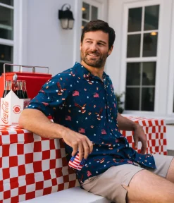 Tipsy Elves Men's 8-Bit Eagle Button Down Shirt Clearance