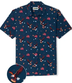 Tipsy Elves Men's 8-Bit Eagle Button Down Shirt Clearance