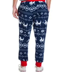 Tipsy Elves Men's Blue Reindeer Climax Jogger Sweatpants