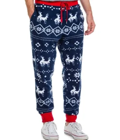 Tipsy Elves Men's Blue Reindeer Climax Jogger Sweatpants