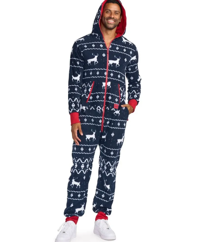 Tipsy Elves Men's Blue Reindeer Jumpsuit Outlet