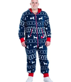 Tipsy Elves Men's Blue Reindeer Jumpsuit Outlet