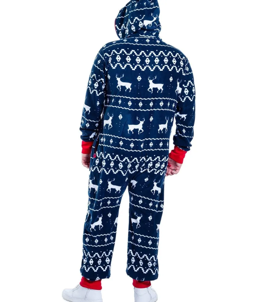 Tipsy Elves Men's Blue Reindeer Jumpsuit Outlet