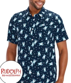 Tipsy Elves Men's Bumble Button Down Shirt Hot