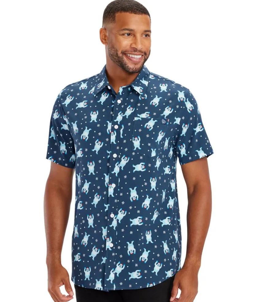 Tipsy Elves Men's Bumble Button Down Shirt Hot