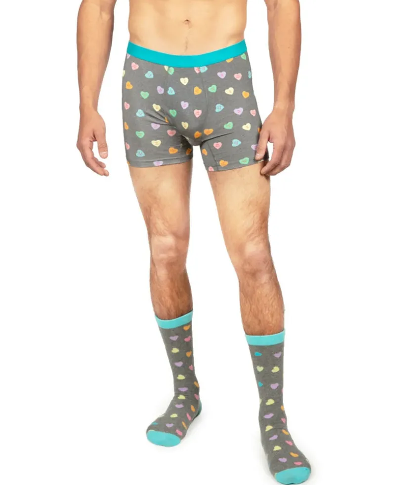 Tipsy Elves Men's Candy Hearts Boxers & Socks Gift Set Best