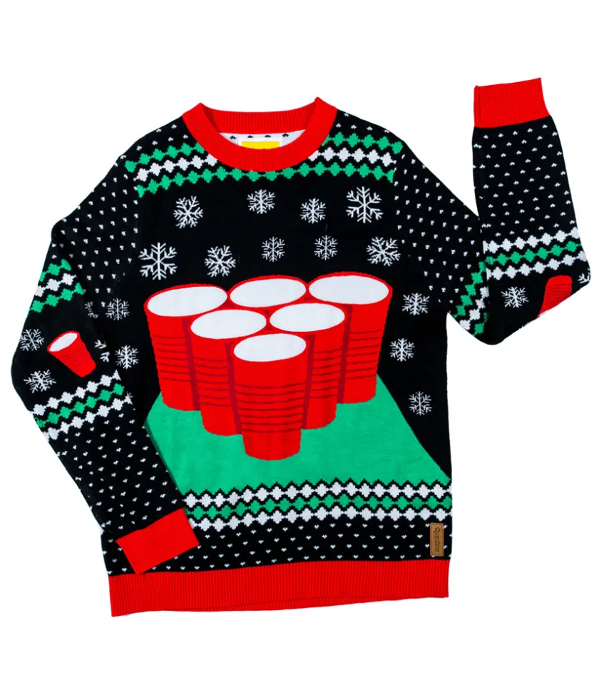 Tipsy Elves Men's Cheer Pong Game Ugly Christmas Sweater Online