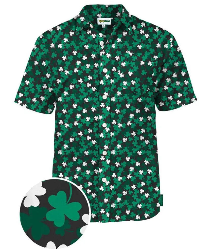 Tipsy Elves Men's Clover Confetti Button Down Shirt Best