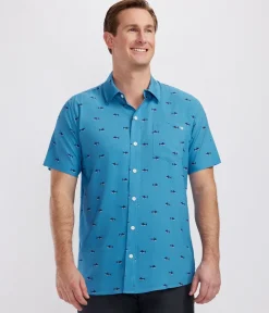 Tipsy Elves Men's Deep Blue Sea Hawaiian Shirt Clearance