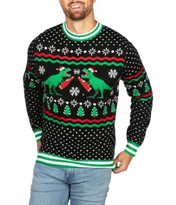 Tipsy Elves Men's Dino Mate Ugly Christmas Sweater Clearance