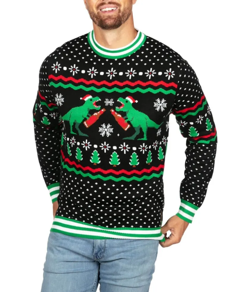 Tipsy Elves Men's Dino Mate Ugly Christmas Sweater Clearance