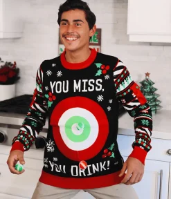 Tipsy Elves Men's Drinking Game Ugly Christmas Sweater Outlet
