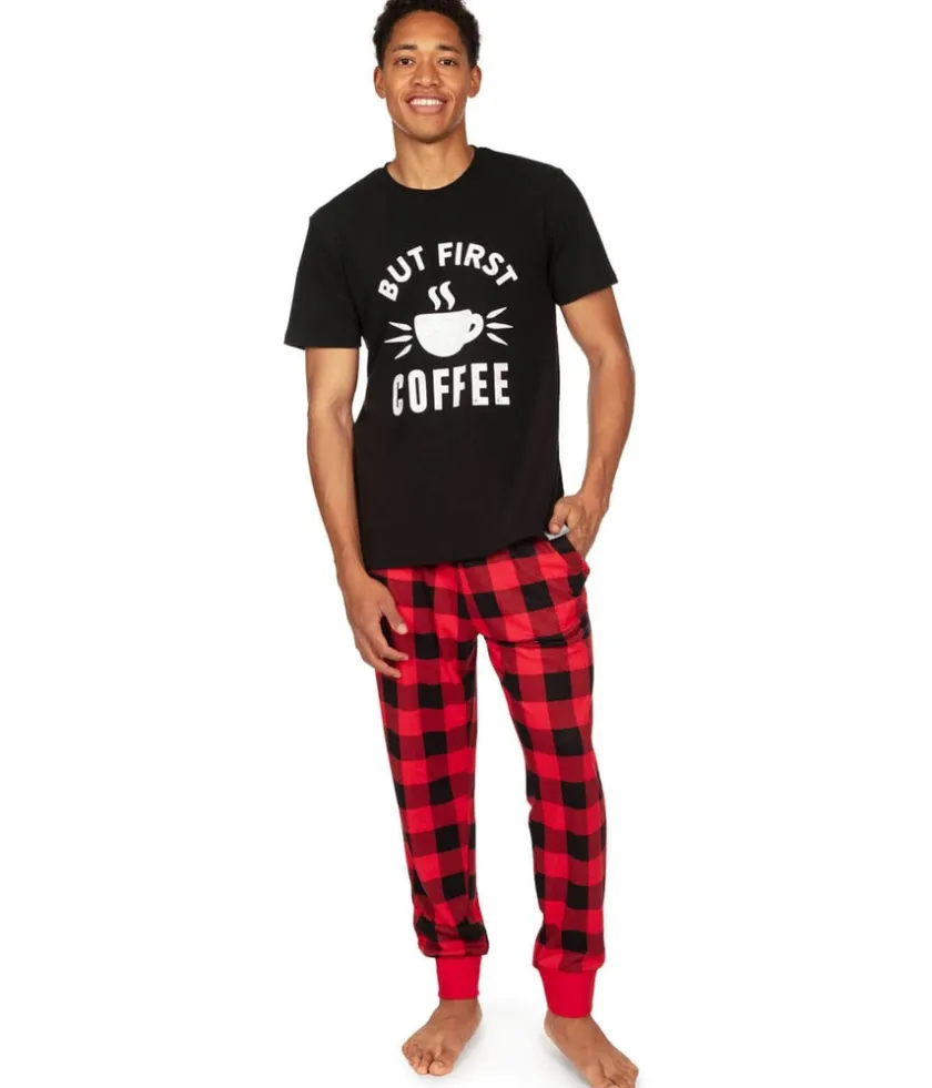 Tipsy Elves Men's First Coffee Pajama Set Best