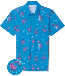 Tipsy Elves Men's Flamingo Fiasco Golf Polo