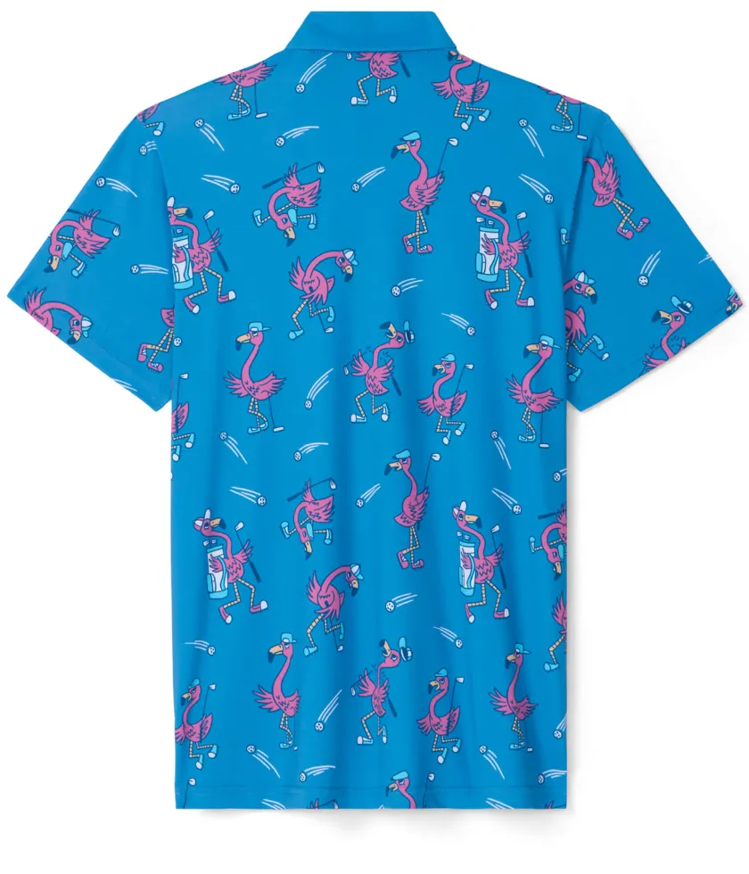 Tipsy Elves Men's Flamingo Fiasco Golf Polo