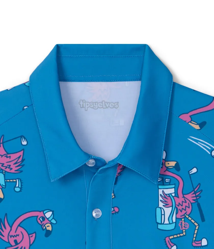 Tipsy Elves Men's Flamingo Fiasco Golf Polo