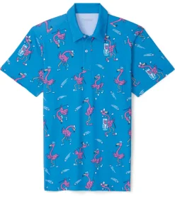 Tipsy Elves Men's Flamingo Fiasco Golf Polo