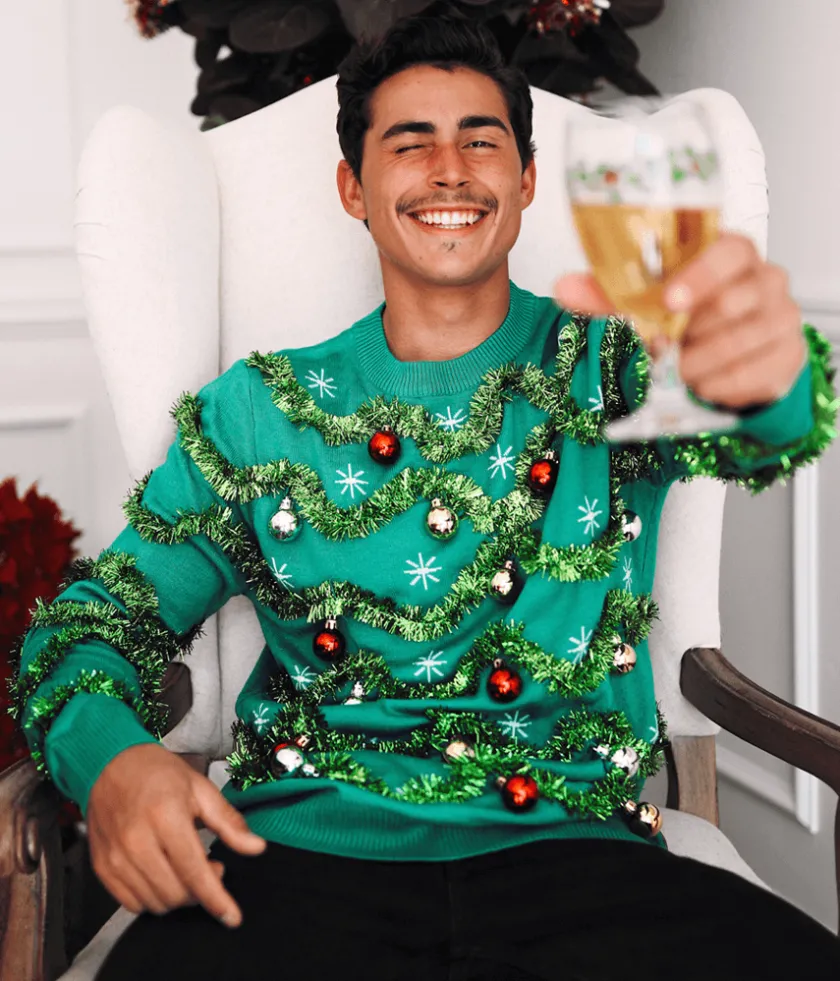Tipsy Elves Men's Gaudy Garland Ugly Christmas Sweater Sale