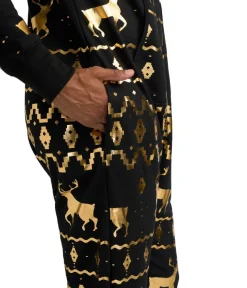 Tipsy Elves Men's Gold Foil Fair Isle Reindeer Jumpsuit New