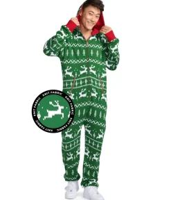 Tipsy Elves Men's Green Fair Isle Knit Jumpsuit Discount