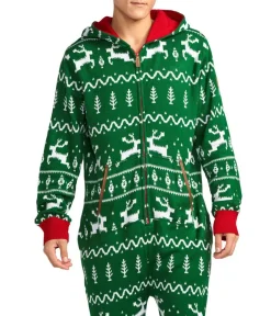 Tipsy Elves Men's Green Fair Isle Knit Jumpsuit Discount