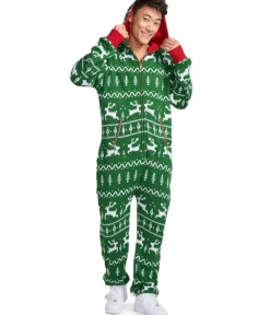 Tipsy Elves Men's Green Fair Isle Knit Jumpsuit Discount