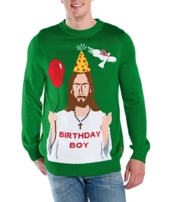 Tipsy Elves Men's Happy Birthday Jesus Ugly Christmas Sweater Outlet