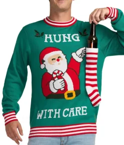 Tipsy Elves Men's Hung With Care Ugly Christmas Sweater Outlet