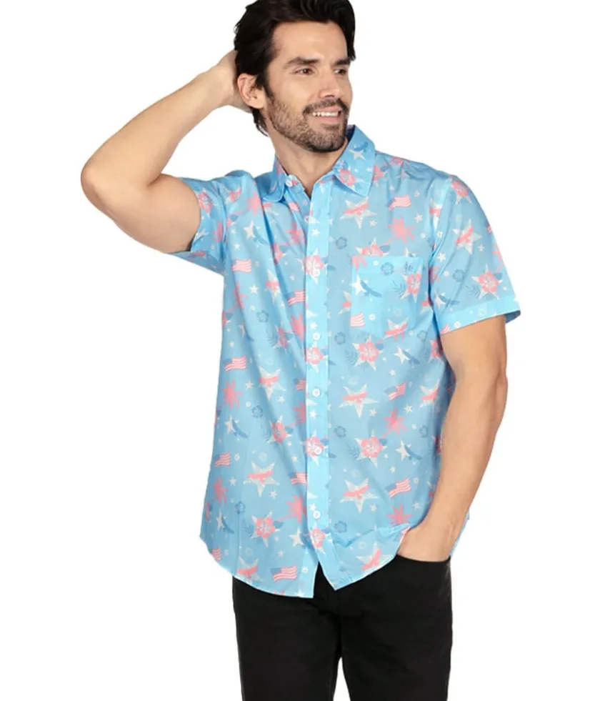 Tipsy Elves Men's Island of the Free Button Down Shirt Discount