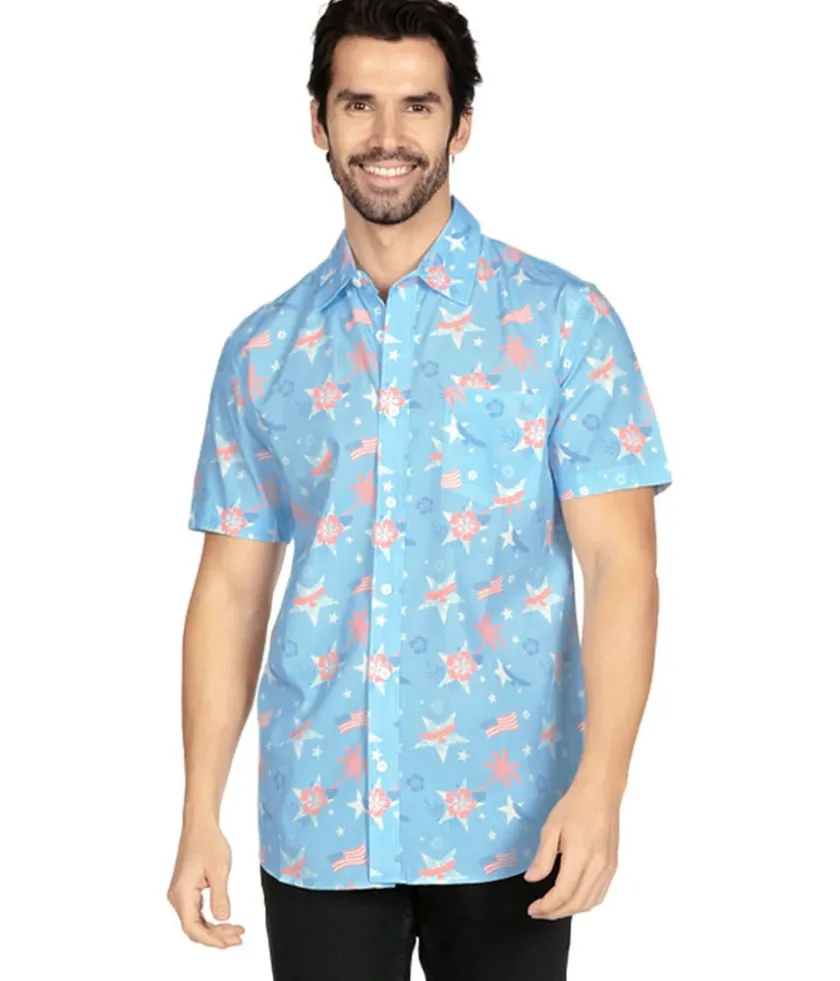 Tipsy Elves Men's Island of the Free Button Down Shirt Discount