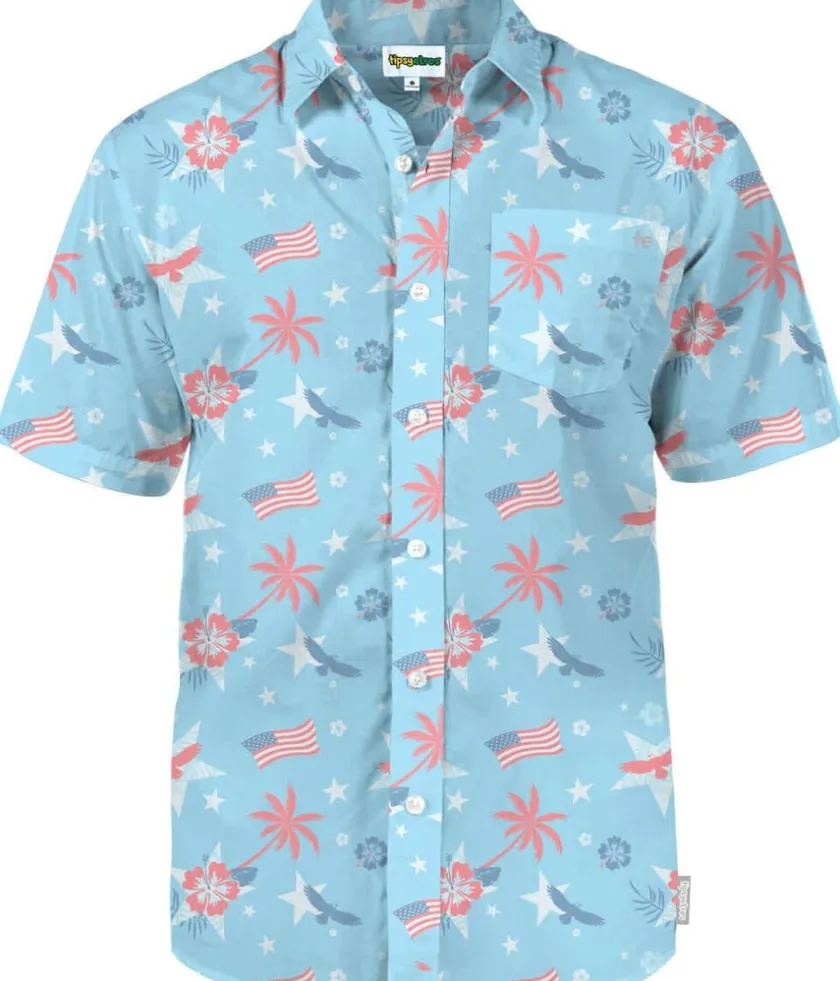 Tipsy Elves Men's Island of the Free Button Down Shirt Discount